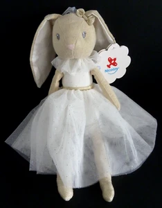 DC2.* NICOTOY KUSCHELTIER HASE Ballerina beige Tutu Kleid weiß goldene Punkte NEU - Bild 1 von 3