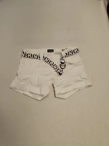 Joe Boxer Womens Juniors Cotton Cinch Belted Shorts Size 7 Stretch Casual White  - Picture 1 of 7
