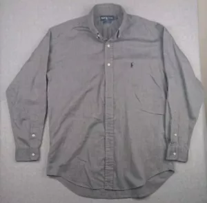 Camisa Ralph Lauren "Blake" Para Hombre M Gris Espiga Rayas Negro Polo Pony Usada en Excelente Condición - Imagen 1 de 7