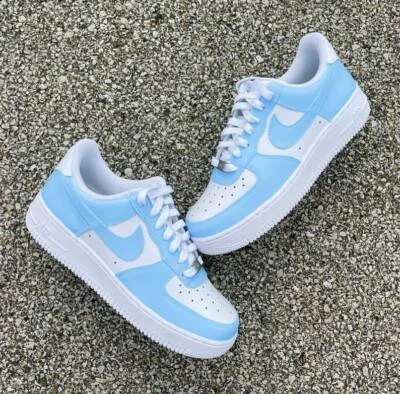 Air Force 1 Personalizado Bajo Dos Bebé Azul Blanco Zapatos UNC Hombres Mujeres Niños Bebé Foto 1 de 4