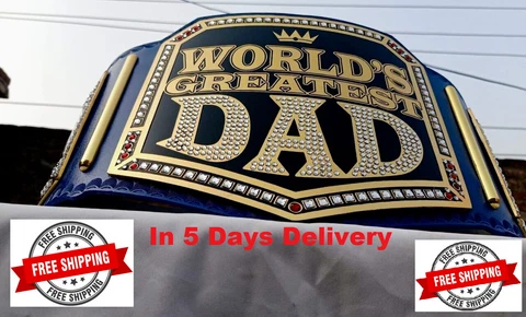 World Greatest Dad Wrestling Championship Replica Belt 2mm Brass Cover