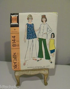 Vtg McCall's 8144 Maternity Sewing Pattern 70's Pants Shirt Size 10 Bust 31 - Picture 1 of 2