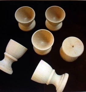 EGG CUPS ~ SIX unpainted wood - Picture 1 of 1