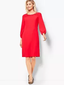 Talbots Embroidered Crepe Eyelet Shift Dress Red 16 NWT - Picture 1 of 8