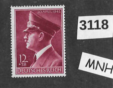 #3118 MNH 1942 timbre d'anniversaire Hitler PF12+38 / Sc B203 Troisième Reich Allemagne 