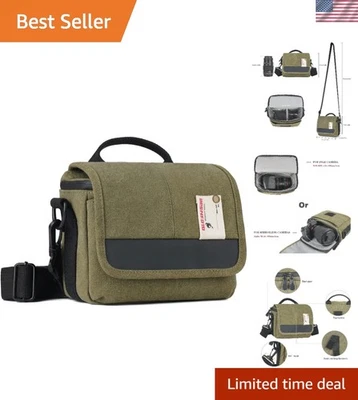 Elegante Bolso Bandolera de Lona Impermeable para Cámara - Compacto y Lindo para Viajeros Foto 1 de 4