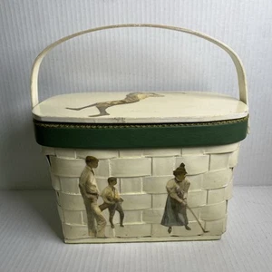 ANNIE LAURIE ORIGINALS Palm Beach WOODEN Handbag Decoupage Golf Theme - Bild 1 von 9
