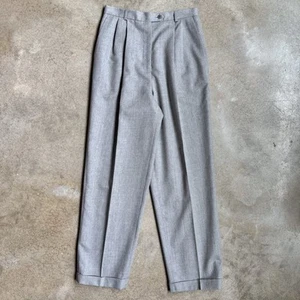 90s Vintage Talbots Grey Wool Pleated Trousers Size 8 - Picture 1 of 6