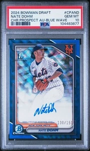 Nate Dohm 2024 Bowman Draft Chrome 1st Blue Wave Refractor RC Auto /150 PSA 10 - Picture 1 of 2