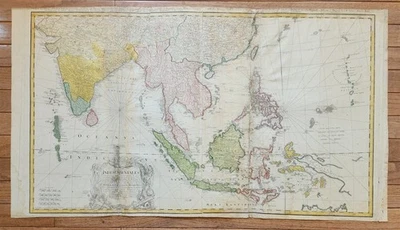 1748 INDES ORIENTALES антикварная БОЛЬШАЯ КАРТА ЮГО-ВОСТОЧНАЯ АЗИЯ СИАМ КИТАЙ ИНДИЯ - Изображение 1 из 4