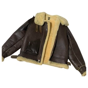 Real McCoy's B-3 Sheepskin Flight Jacket Size 42 Monotone Vintage F/S - Picture 1 of 17
