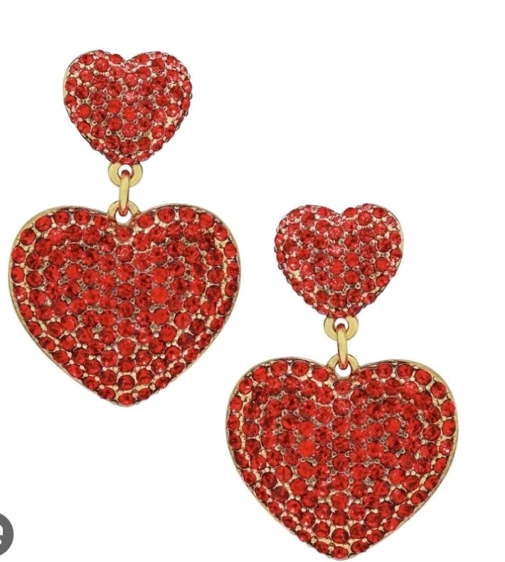 Pendientes de cristal rojo en forma de corazón Heidi Daus nuevos sin etiquetas Foto 1 de 4