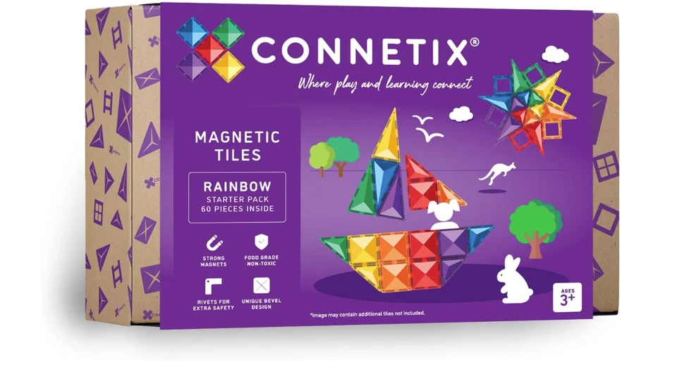 Connetix Rainbow Starter Pack – 60‑Piece Magnetic Building Set - Image 1 of 4