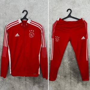 AJAX 2021 2022 TRAINING FOOTBALL TRACK SUIT ADIDAS RED JACKET & PANTS SIZE S - Picture 1 of 21
