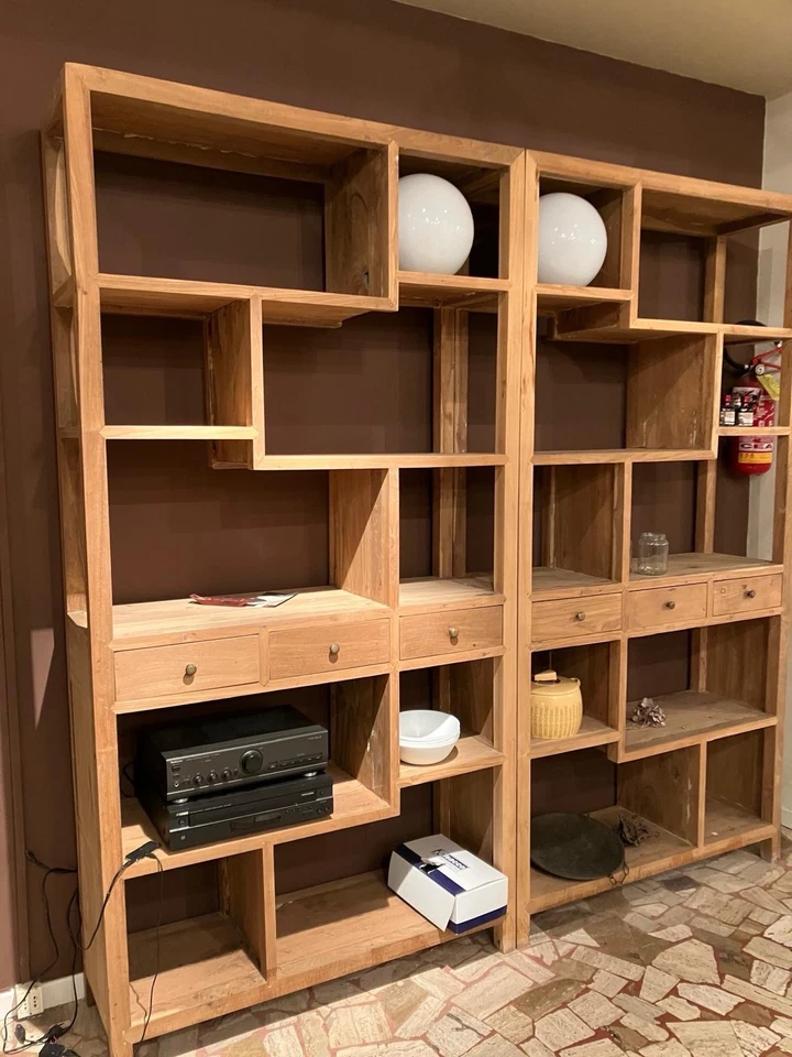Libreria In Teak Divisibile In Due Parti - Immagine 1 di 4