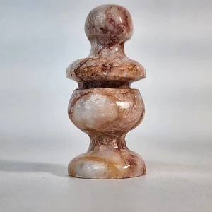 Vintage Handgeschnitzt Rose Rosa Mexikanischer Marmor Stein Onyx Bischof Schachfigur Rund - Bild 1 von 9