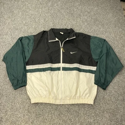 Chaqueta cortavientos vintage Nike para hombre mediana negra verde blanca bloques de color años 90 Foto 1 de 4