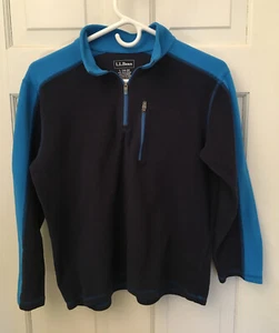 LL Bean Blue Fleece Sweater Jacket 1/4 Zip Outdoors Kids Large 14-16 Youth - Picture 1 of 3