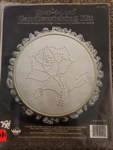 1983 Valiant Hoop-d-Loop Candlewicking Kit #4105 "Rose" 7" Hoop Included Vintage - Picture 1 of 4