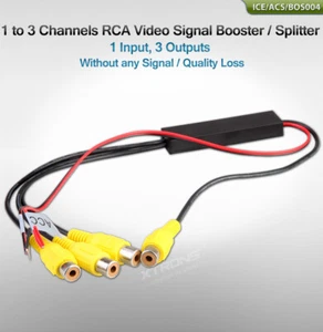 1 to 3 RCA Video Amplifier Splitter Booster for Car DVD TV Headrest Roof Monitor - Picture 1 of 9
