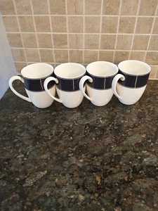4 Lenox Kate Spade Nag's Head NAVY Blue white coffee mugs - Picture 1 of 11