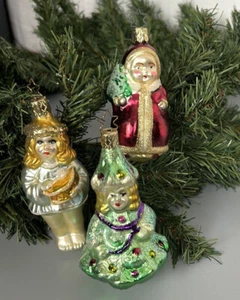 Three (3) Inge Glas Christmas Ornaments Germany Mercury Glass Little Angel Girl - Picture 1 of 13