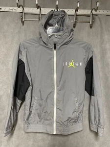 Nike Jordan Jacket Boy M 10 12 Gray Youth Jumpman Windbreaker Lined Track Hoodie - Picture 1 of 14