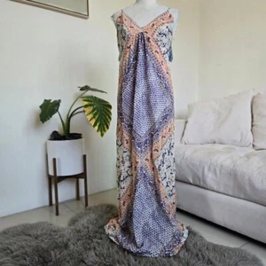 Cynthia Vincent Twelfth Street Medium Purple Geometric Silk Light Maxi Dress - Picture 1 of 8