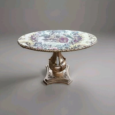 Vintage Hollywood Regency Gold Accent Table Original Design Fabric Acrylic Finis - Image 1 of 4