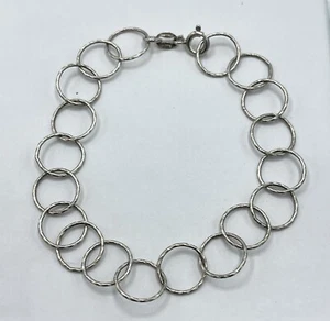 VTG 925 Sterling Silver Italy Circle Chain Link Bracelet - Picture 1 of 7