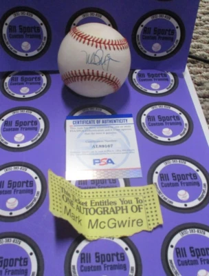 Mark McGwire St. Louis Cardinals Autographed Baseball PSA COA #AL89167 Ticket - Image 1 of 4