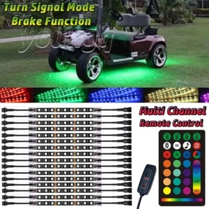 16pcs RGB Underbody Under Glow LED Light Accent Neon Strips For Golf Cart Kart - Picture 1 of 15