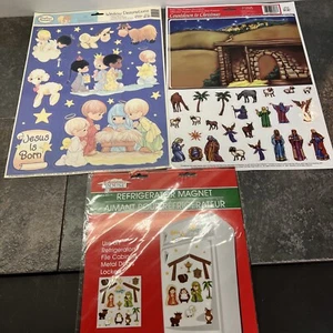 Vintage Konvolut Fensterklammern/Magnete Weihnachtsdeko wiederverwendbar Krippe - Bild 1 von 9