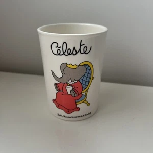 1990 Vintage Melamine BABAR Characters Cup Celeste Mint L. De Brunhoff - Picture 1 of 2
