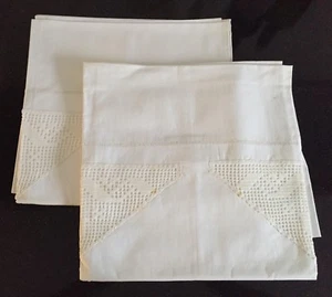 2 linos antiguos (?) Algodón (?) Funda Cojín Desfile Precioso Encaje 1260/18 - Imagen 1 de 6