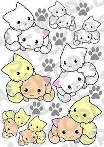 8 ADESIVI AUTO MOTO TUNING IMPERMEABILI GATTI CARTOON CATS + IMPRONTE STICKERS - Picture 1 of 1