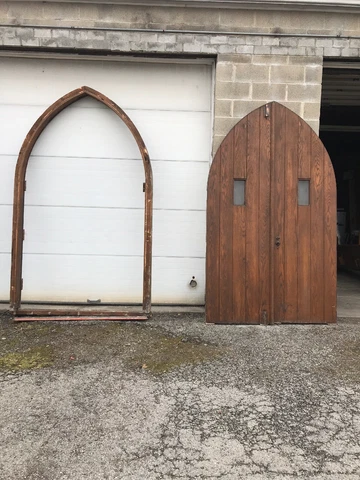 MAR Pair Antique Oak Gothic Double Doors 64 x 107 x 5.5 with jamb Cover
