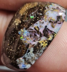 Polished Boulder Opal Purple Opalized Wood Specimen 8.35 Carats Lapidary Quilpie - Picture 1 of 18