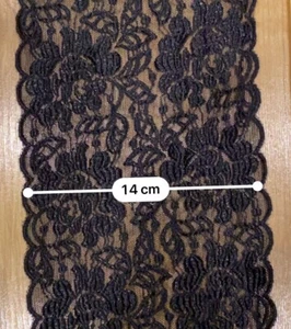 QUALITÄT BH SCHWARZ WEICHE STRETCH SPITZE 14 cm BREITE BORTE HANDWERKSTOFF N100 - Bild 1 von 2