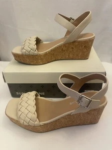 Sun Stone Women’s Shoes Allvina Woven Wedge Sandals Bone Size 7.5 - Picture 1 of 7