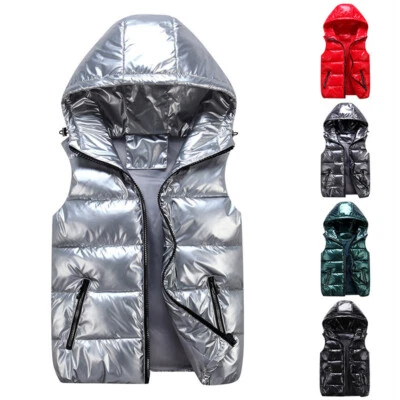 Gilet matelassé à capuche adulte / enfant métallisé brillant veste à bulles - Photo 1/4
