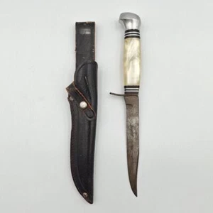 Vintage Olsen Solingen Germany 2700 P Fixed Blade Lucite Handle Knife w/ Sheath - Picture 1 of 12