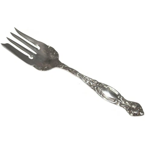 Silvercraft, Sterling, LILY, Large Solid Cold Meat Serving Fork, 8 3/4" 83 gram Cover