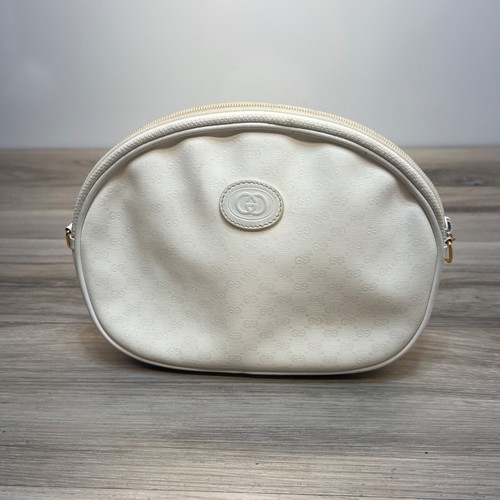 Pochette piccola tracolla vintage Gucci bianca GG monogramma tela e pelle