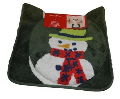 Juego de 2 cubiertas de tapa de inodoro contorno muñeco de nieve Navidad baño Wondershop Foto 1 de 4