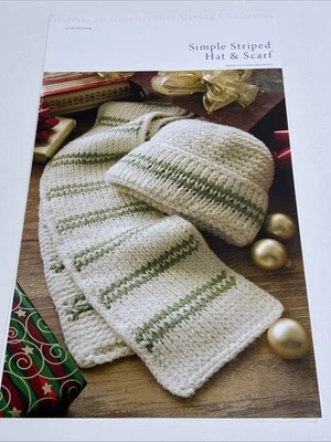 Simple Striped Hat & Scarf Crochet Pattern Page From Book - Image 1 of 3