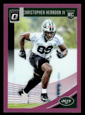 2018 Donruss Optic #134 Christopher Herndon IV Pink Prizm Rookie JETS - Image 1 of 2