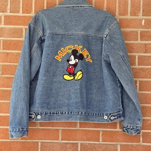 Vintage Disney Unlimited bestickte Mickey Mouse Denim Trucker blaue Jeansjacke XL - Bild 1 von 21