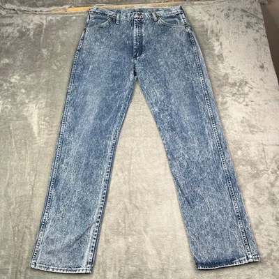 VTG Wrangler Jeans Mens 31x32 Blue Acid Wash 13MWZ Cowboy Cut Scovill USA Made - Image 1 of 4