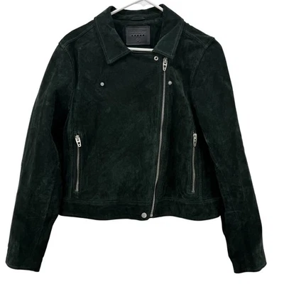 Chaqueta de motociclista BLANKNYC de cuero gamuza para mujer XXL verde oscuro cremallera asimétrica Foto 1 de 4